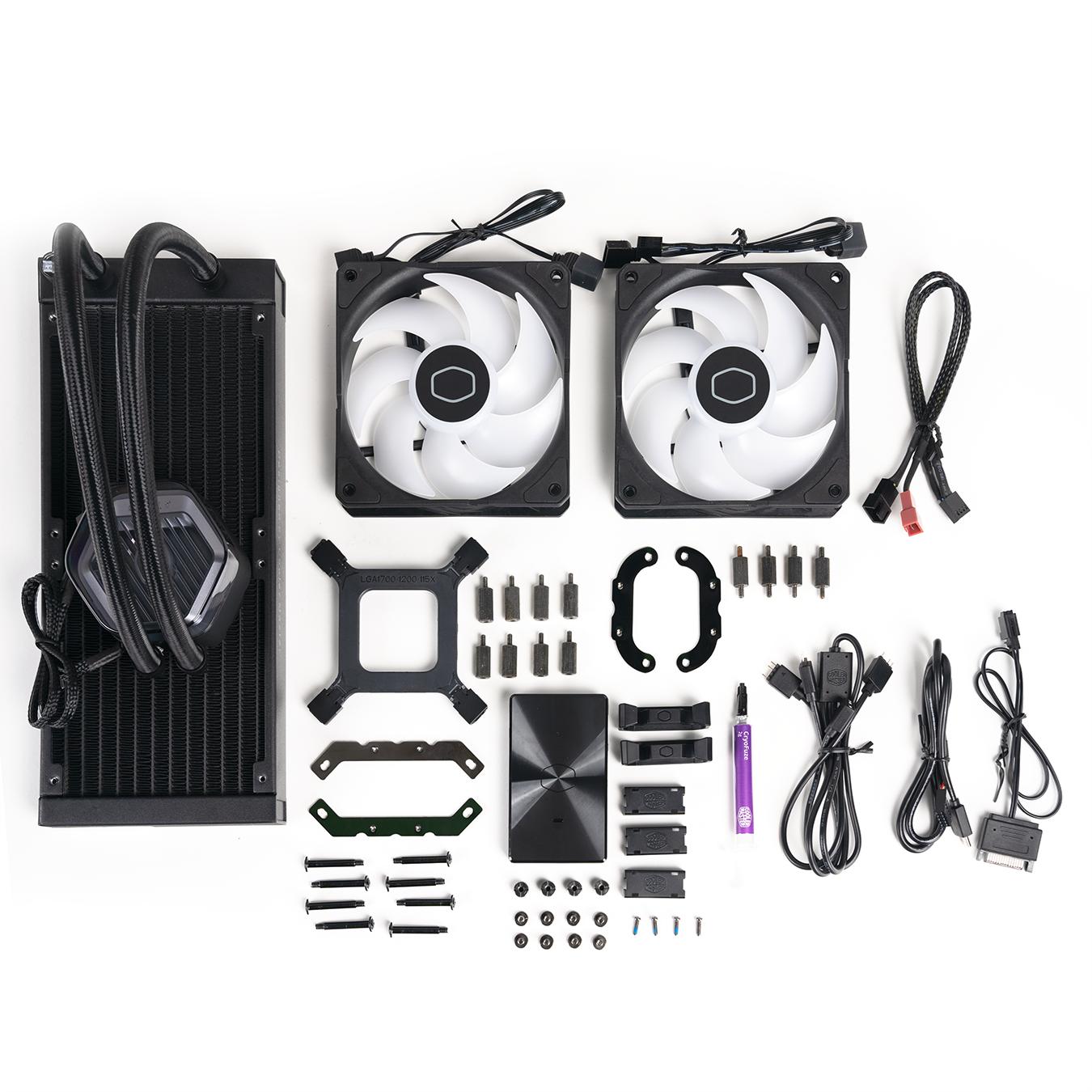 COOLER Cooler Master "MASTERLIQUID 240 ATMOS",racire lichid,skt. Intel LGA 1700/1200/115x,AMD AM5/AM4,radiator aluminiu,pompa,2x120mm,2500rpm,4-pin,ARGB,negru "MLX-D24M-A25PZ-R1"