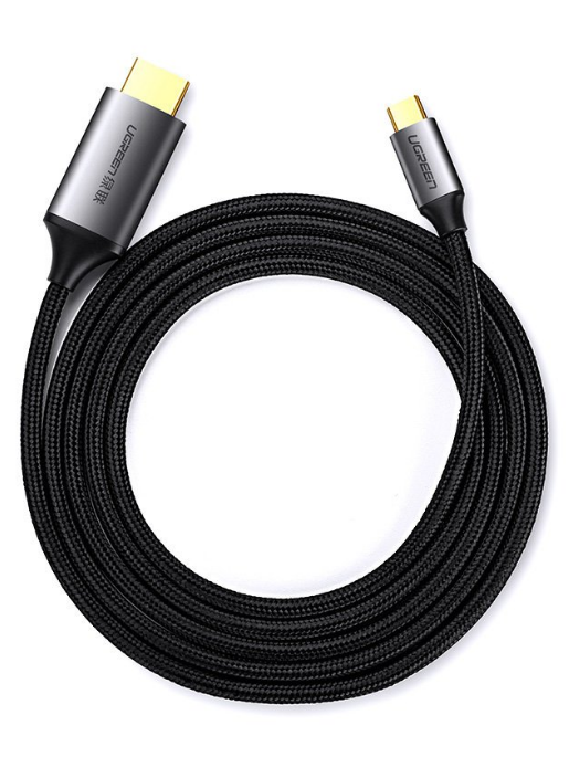 CABLU video Ugreen, "MM142" USB Type-C (T) la HDMI (T), rezolutie maxima 4K UHD (3840 x 2160) la 60 Hz, 1.5m, braided, negru "50570" - 6957303855704
