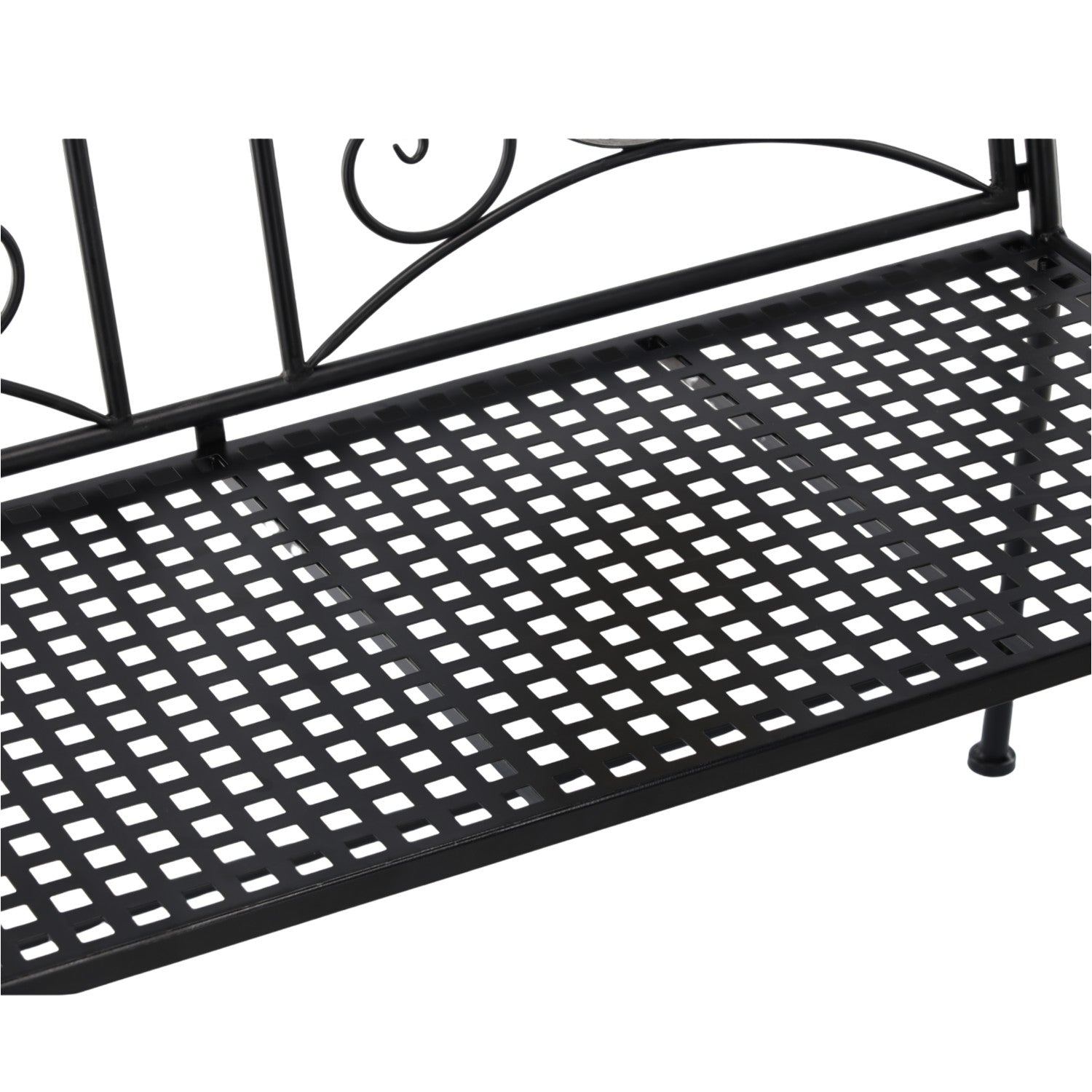 Banca de gradina, cadru metalic cu mozaic decorativ, 115x56x90 cm, negru
