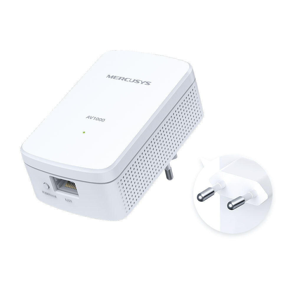 KIT ADAPTOR si AMPLIFICATOR POWERLINE MERCUSYS, tehnologie AV2, AV1000, pana la 1000 mBPS, RJ-45 x 1 porturi 10/100/1000 Mbps, 2 buc, "MP500 KIT"