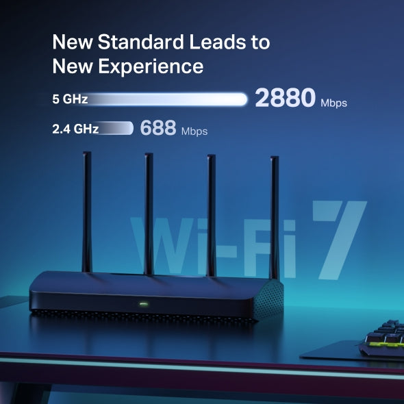 ROUTER Mercusys wireless, BE3600 viteze Wi-Fi 7 Dual Band de pana la 3600 Mbps ,1× 2.5 Gbps WAN + 1× 2.5 Gbps LAN + 2× 1 Gbps LAN, 4 antene, "MR27BE"