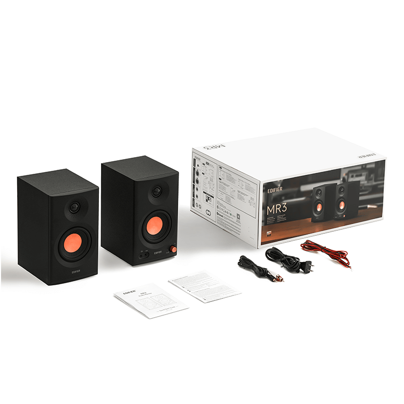 BOXE EDIFIER 2.0, RMS: 36W (2 x 18W), studio monitor, volum, bass, treble, intrare jack 6.35 TRS balanced, RCA, iesire casti, black, "MR3-BK"