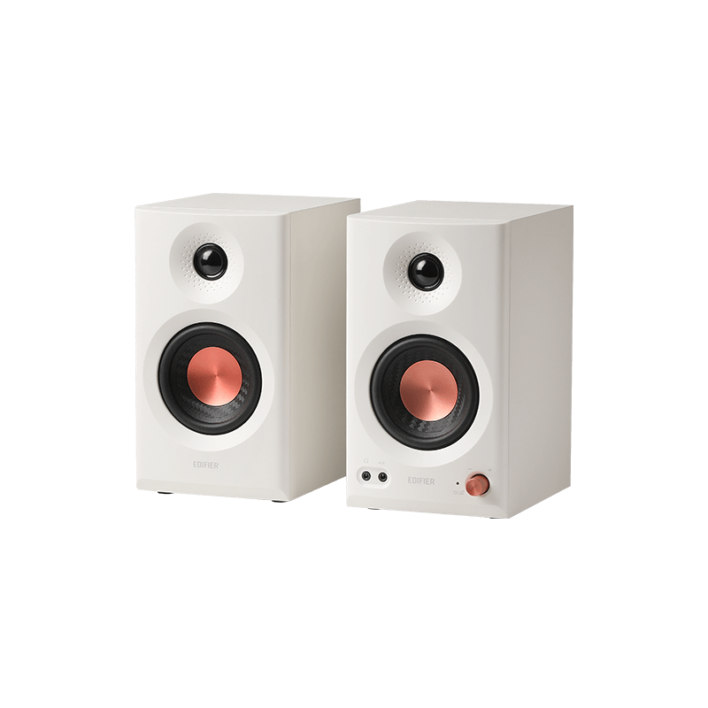 BOXE EDIFIER 2.0, RMS: 36W (2 x 18W), studio monitor, volum, bass, treble, intrare jack 6.35 TRS balanced, RCA, iesire casti, white, "MR3-W"