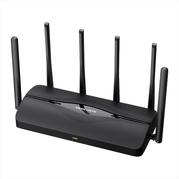 ROUTER MERCUSYS, BE6500, 1× 2.5 Gbps WAN port, 1× 2.5 Gbps LAN port si 2× 1 Gbps LAN, dual band 2.4 / 5 Ghz, Wi-Fi 7, 6 x antene externe, "MR37BE"