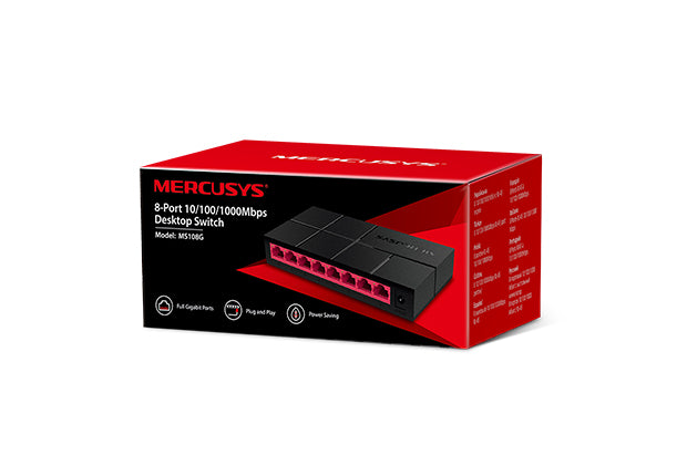 SWITCH MERCUSYS, porturi Gigabit x 8, unmanaged, carcasa plastic, "MS108G"