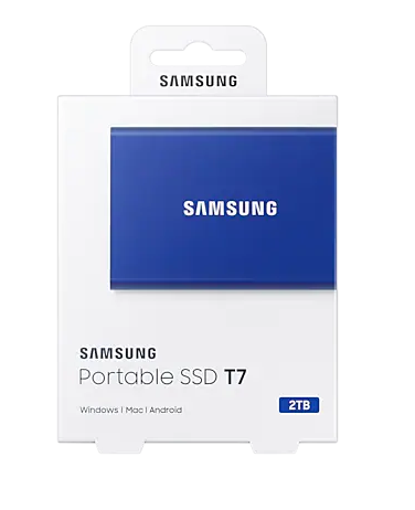 SSD. extern SAMSUNG T7, 2TB, USB 3.2 gen 1, R/W: 1050/1000 MB/s, albastru, "MU-PC2T0H/WW"