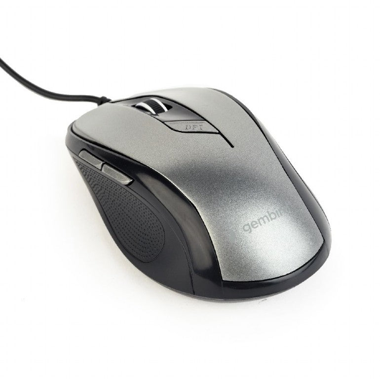 MOUSE GEMBIRD, PC sau NB, cu fir, USB, optic, 1600 dpi, butoane/scroll 6/1, , negru / gri, "MUS-6B-01-BG"