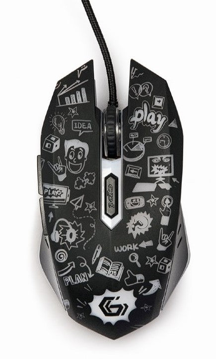 MOUSE GEMBIRD, gaming, cu fir, USB, optic, 3600 dpi, butoane/scroll 6/1, iluminare, cablu 1.5m, negru, "MUS-6B-GRAFIX-01"