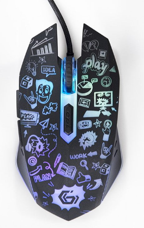 MOUSE GEMBIRD, gaming, cu fir, USB, optic, 3600 dpi, butoane/scroll 6/1, iluminare, cablu 1.5m, negru, "MUS-6B-GRAFIX-01"