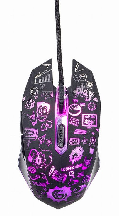 MOUSE GEMBIRD, gaming, cu fir, USB, optic, 3600 dpi, butoane/scroll 6/1, iluminare, cablu 1.5m, negru, "MUS-6B-GRAFIX-01"