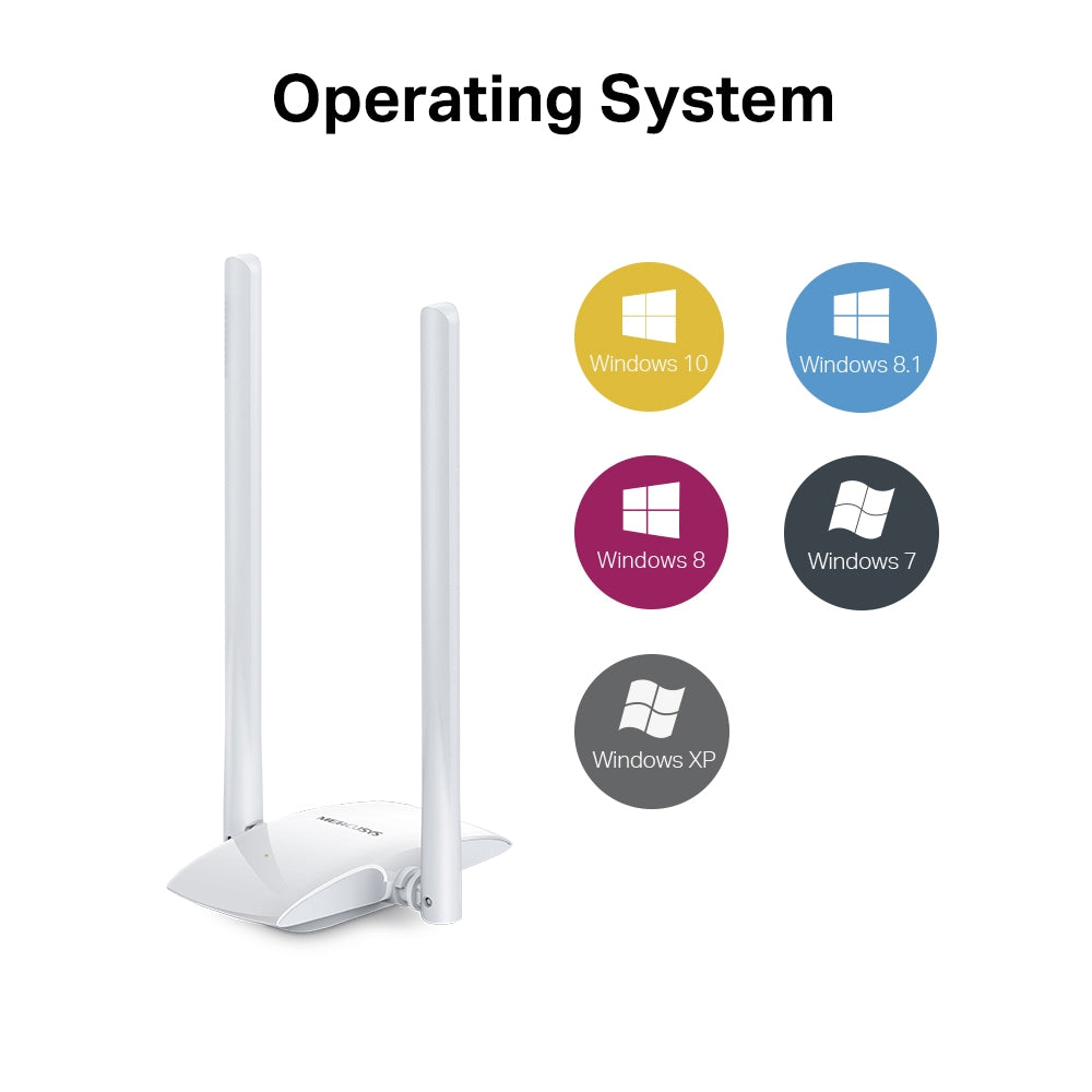 ADAPTOR RETEA MERCUSYS , extern wireless 2.4 GHz, USB 2.0, port, 300 Mbps, antena externa x 2, "MW300UH"