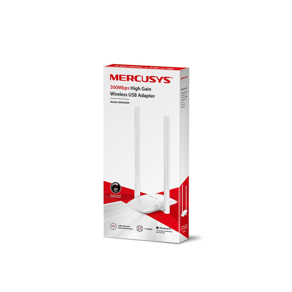 ADAPTOR RETEA MERCUSYS , extern wireless 2.4 GHz, USB 2.0, port, 300 Mbps, antena externa x 2, "MW300UH"