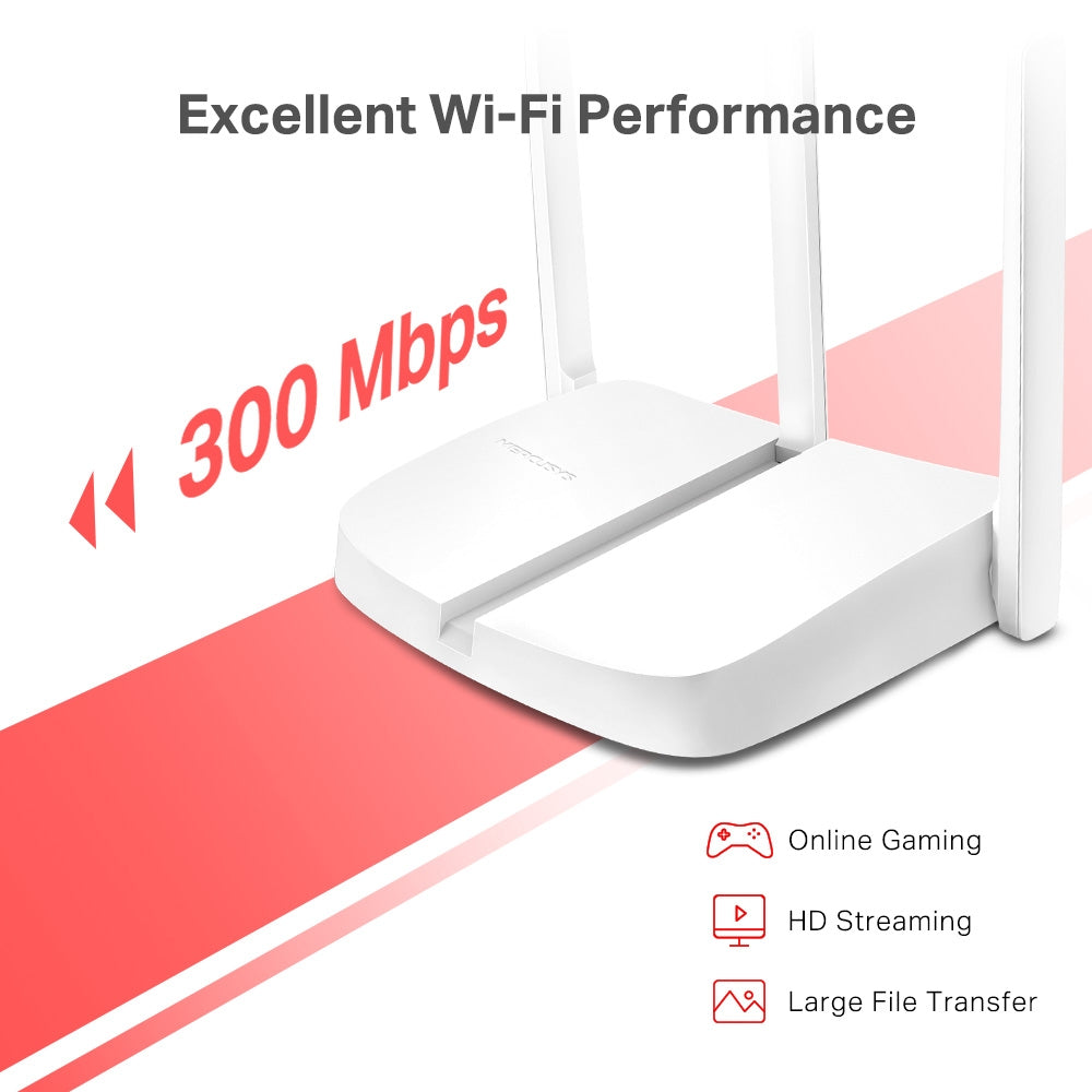 ROUTER MERCUSYS wireless 300Mbps, 1 x 10/100Mbps WAN, 3 x 10/100Mbps LAN, 3 x antene externe "MW306R"