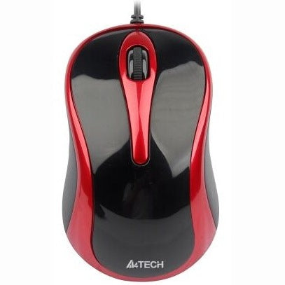 MOUSE A4tech, "N 350", PC sau NB, cu fir, USB, optic, 1000 dpi, butoane/scroll 3/1, , negru / rosu, "N-350-2"