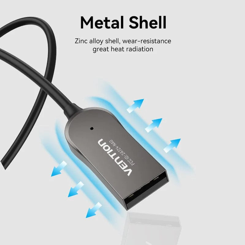 ACCESORII AUTO Vention USB Car Bluetooth5.0 Audio Receiver With Coiled Cable 1.5M Gray Zinc Alloy Type, 