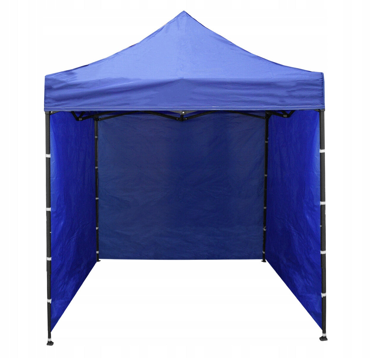 Cort tip pavilion cu 3 pereti laterali, structura solida otel si acoperis impermeabil PVC, 3x3 m cu inaltime reglabila, albastru