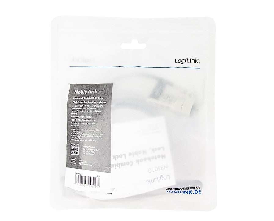 CABLU securitate LOGILINK pt. notebook, slot Wedge (Noble Lock), cifru cu patru discuri, cablu otel, "NBS010"