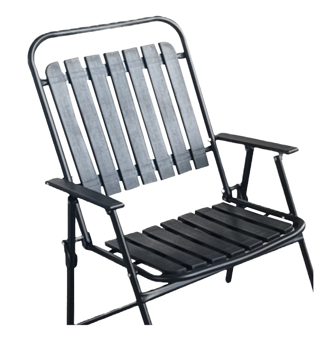 Scaun gradina pliabil cu cadru metalic si sezut PP, maxim 110 kg, 63x55x90 cm, negru