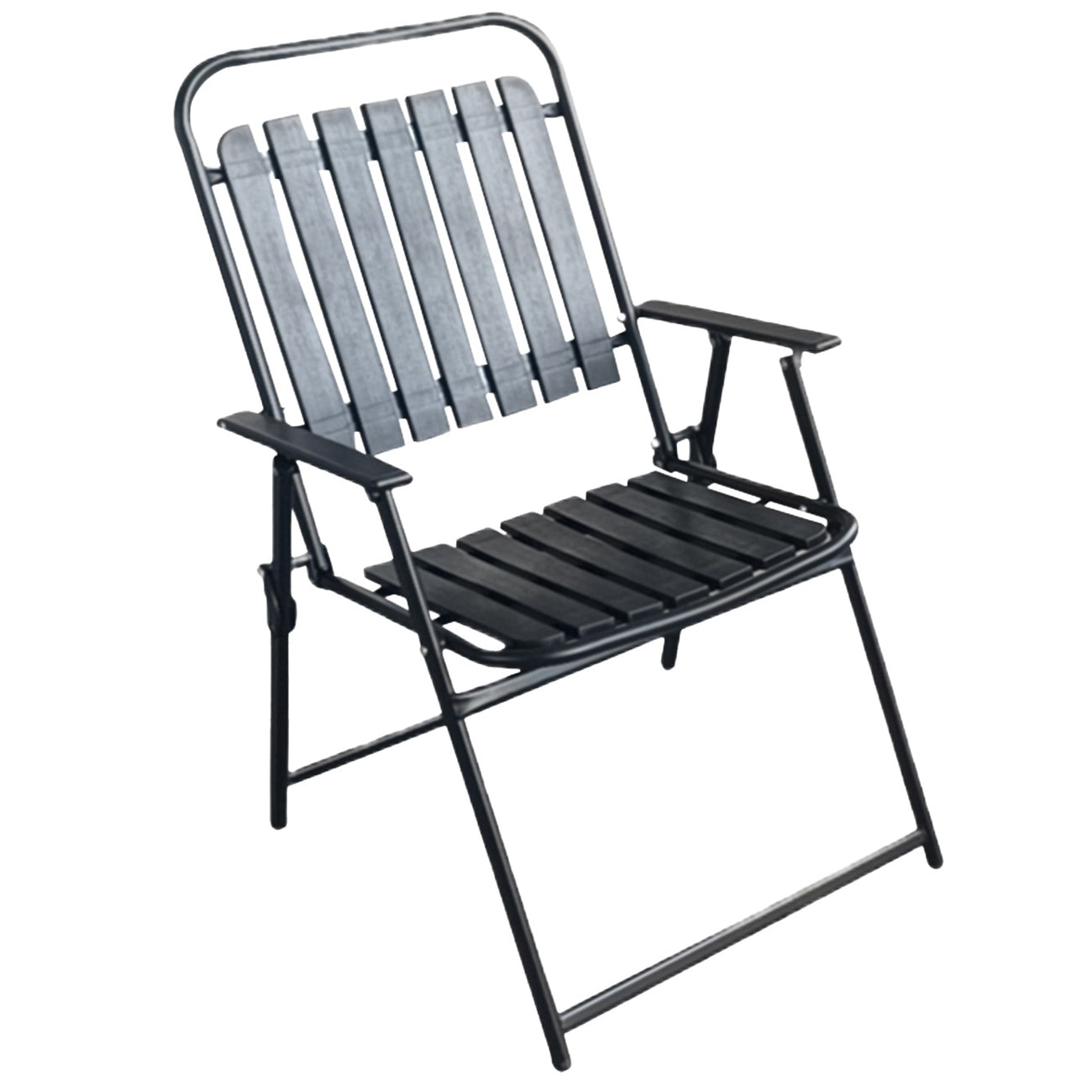 Scaun gradina pliabil cu cadru metalic si sezut PP, maxim 110 kg, 63x55x90 cm, negru
