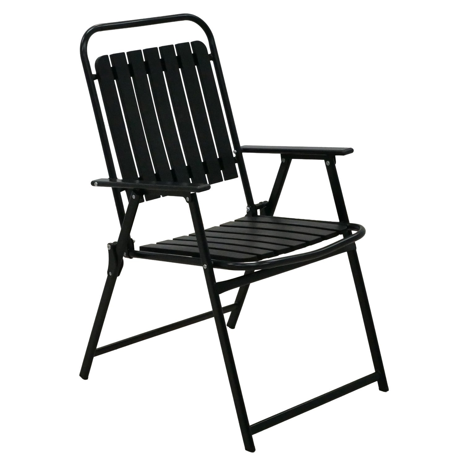 Scaun gradina pliabil cu cadru metalic si sezut PP, maxim 110 kg, 63x55x90 cm, negru
