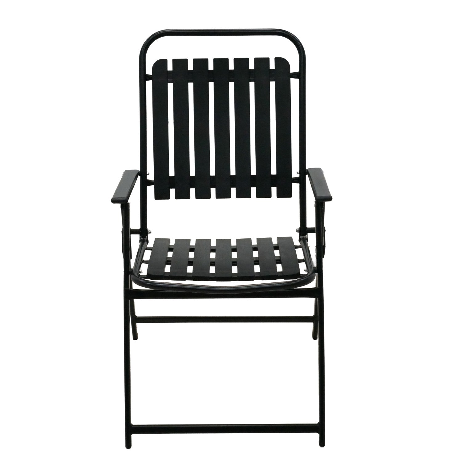 Scaun gradina pliabil cu cadru metalic si sezut PP, maxim 110 kg, 63x55x90 cm, negru