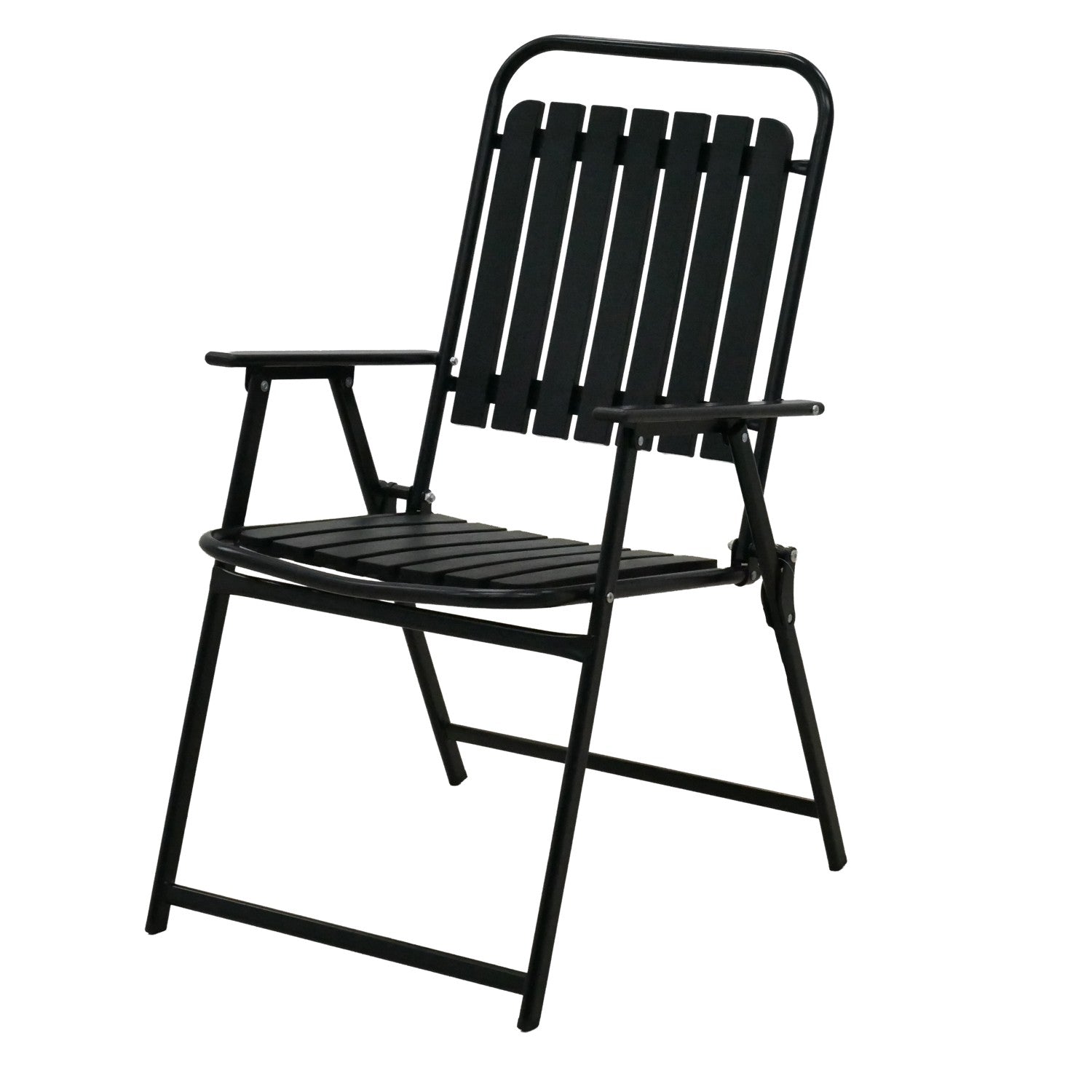 Scaun gradina pliabil cu cadru metalic si sezut PP, maxim 110 kg, 63x55x90 cm, negru