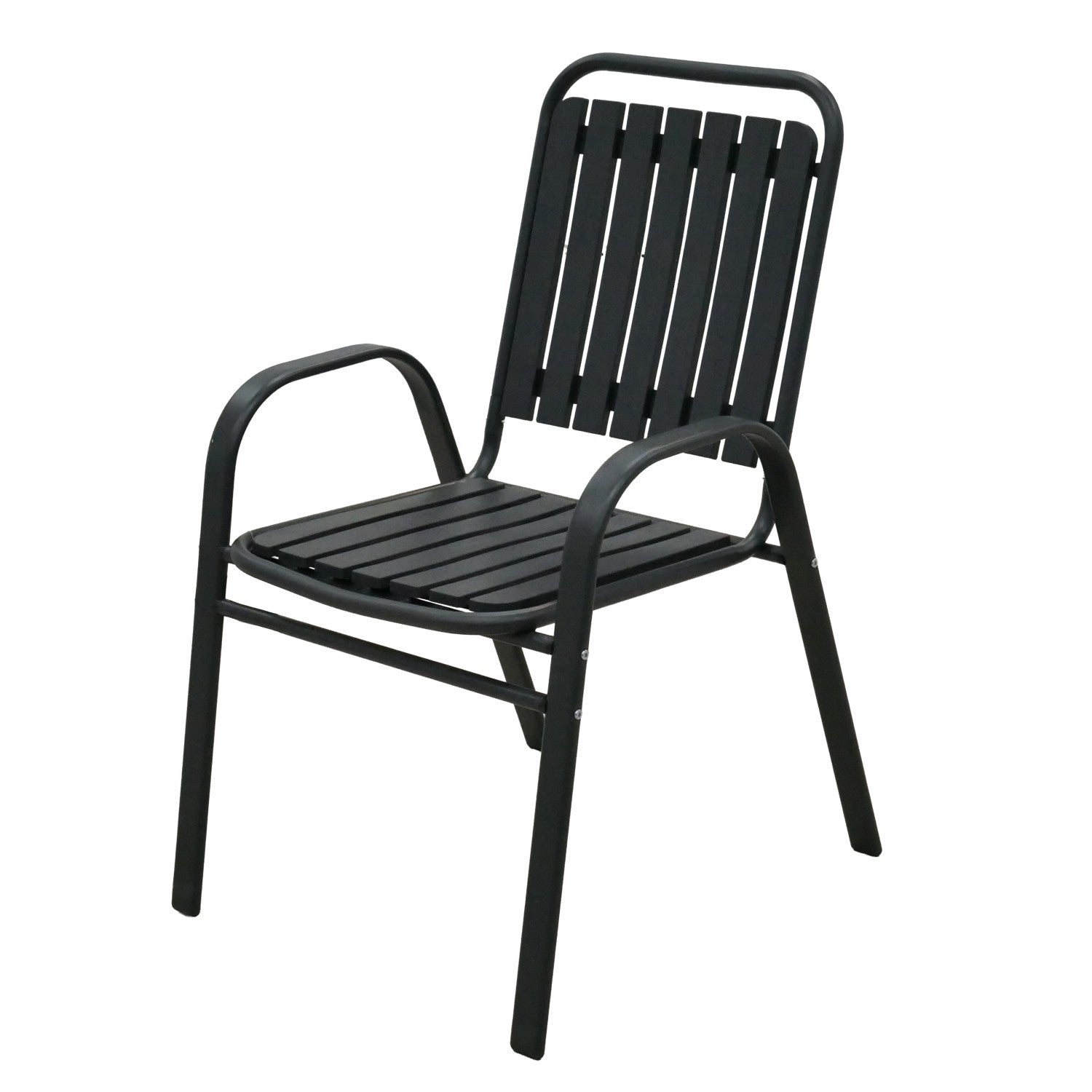 Scaun gradina cu brate, cadru metalic, maxim 110 kg, 56x63x89 cm, gri inchis