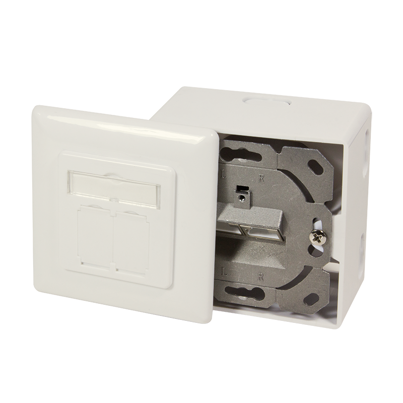 PRIZA RJ-45 aplicabila cu 2 iesiri LOGILINK pt. cablu FTP, Cat6A, RJ-45 (M) x 2, ecranat, plastic cu metal, pure white, 1 buc, "NP0124"