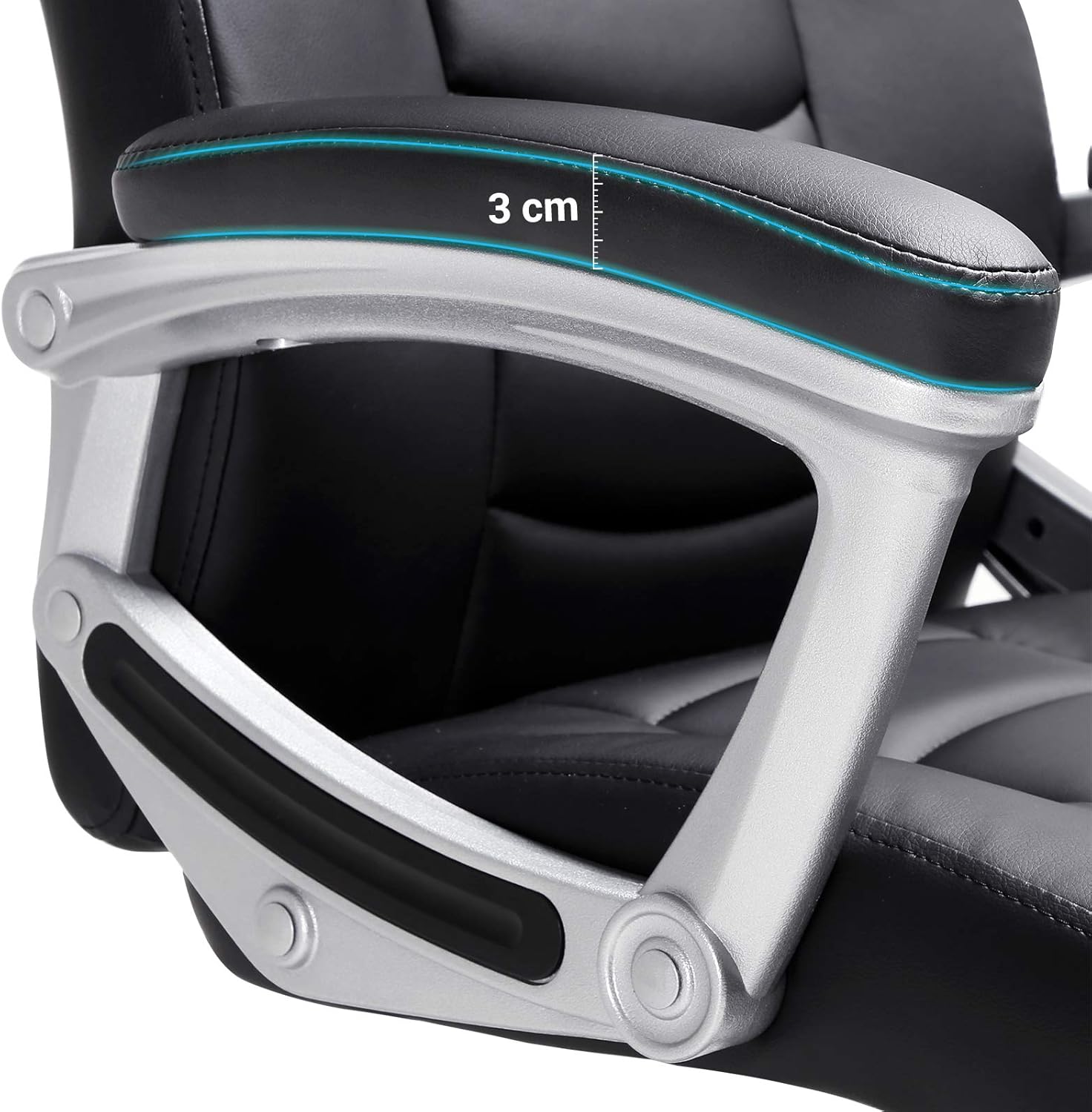 SONGMICS Scaun ergonomic de birou reglabil pe inaltime, piele ecologica, maxim 150 kg, 53x54x115 cm, negru