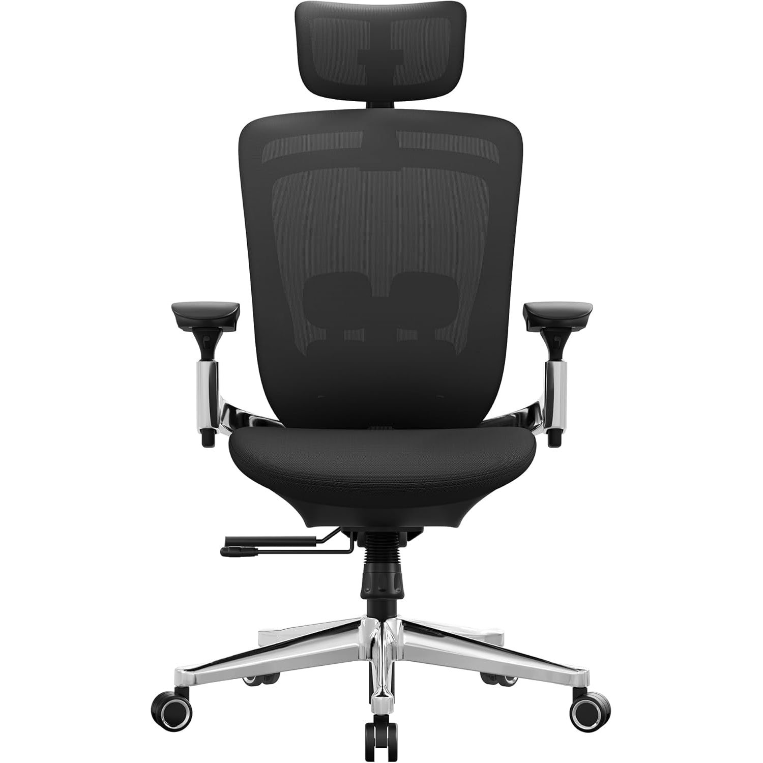 SONGMICS Scaun de birou ergonomic reglabil cu tetiera si suport lombar, inclinare 135°, maxim 150 kg, 70x70x125 cm, negru