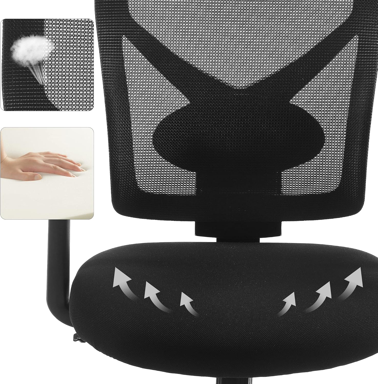 SONGMICS Scaun de birou ergonomic mesh, reglabil complet, brate si suport lombar ajustabile, 68x67x113 cm, negru