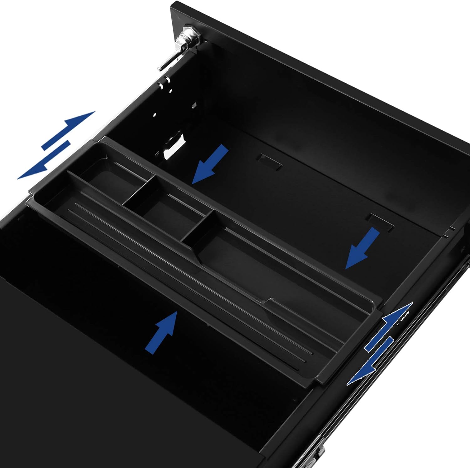 SONGMICS Dulap mobil rollbox pentru birouri, 3 sertare pentru documente, corp pre-asamblat, 45x39x54 cm, negru