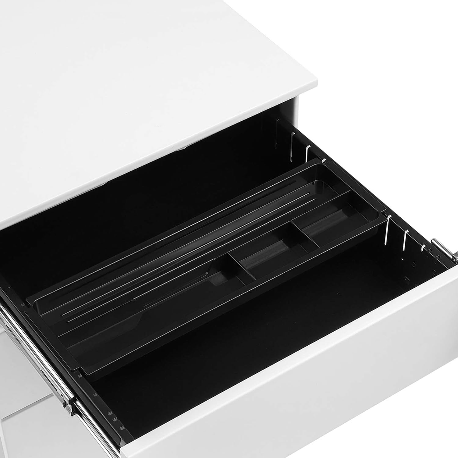 SONGMICS Dulap mobil rollbox pentru birouri, 3 sertare pentru documente, corp pre-asamblat, 45x39x54 cm, alb