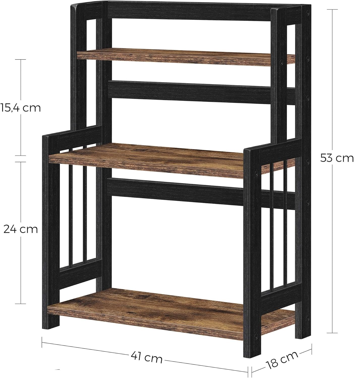 SONGMICS Etajera condimente 3 niveluri, raft bucatarie din bambus si PAL, 41x18x53 cm, maro rustic