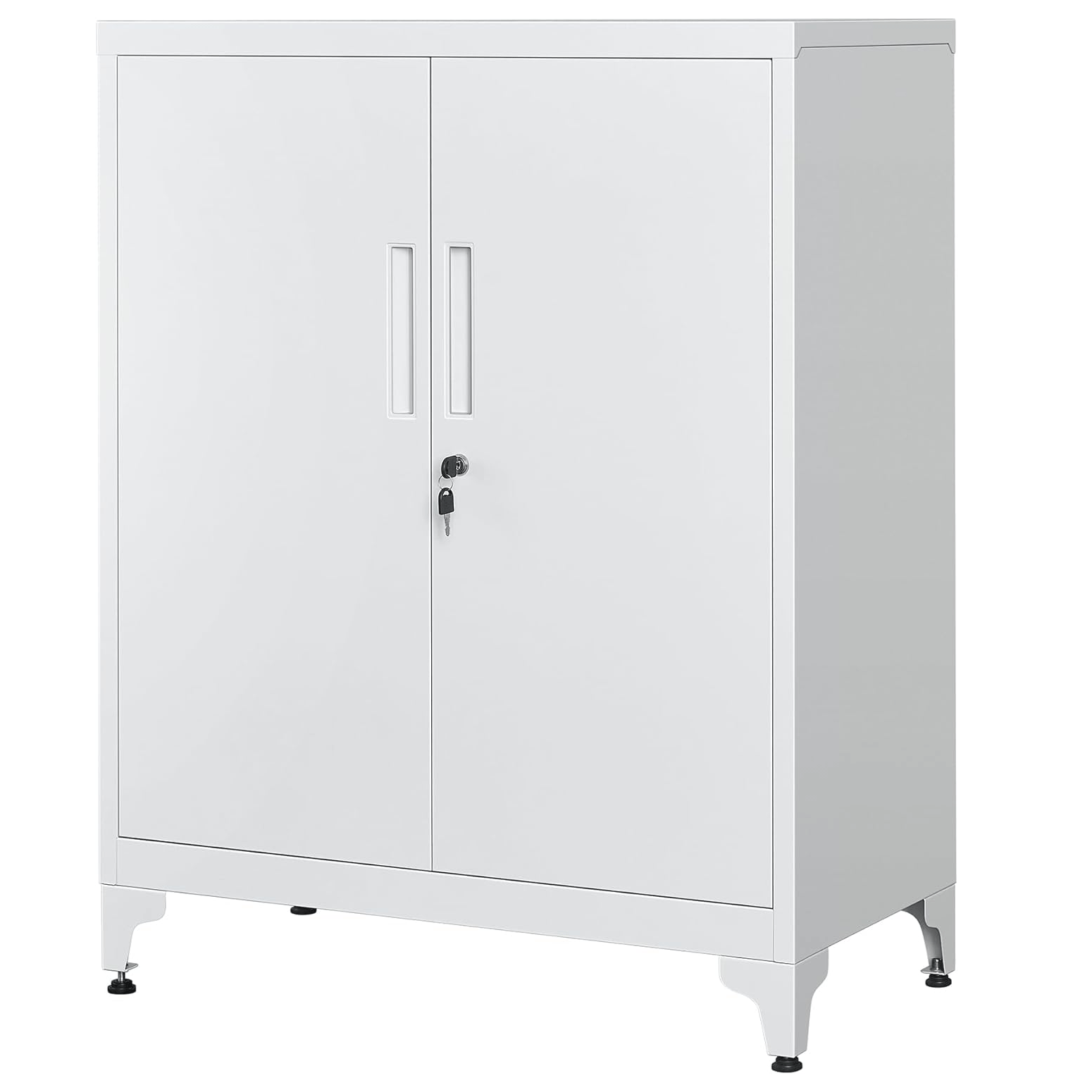 SONGMICS Dulap birou metalic cu 2 usi si sistem de inchidere, multifunctional cu rafturi reglabile, 40x80x90 cm, gri