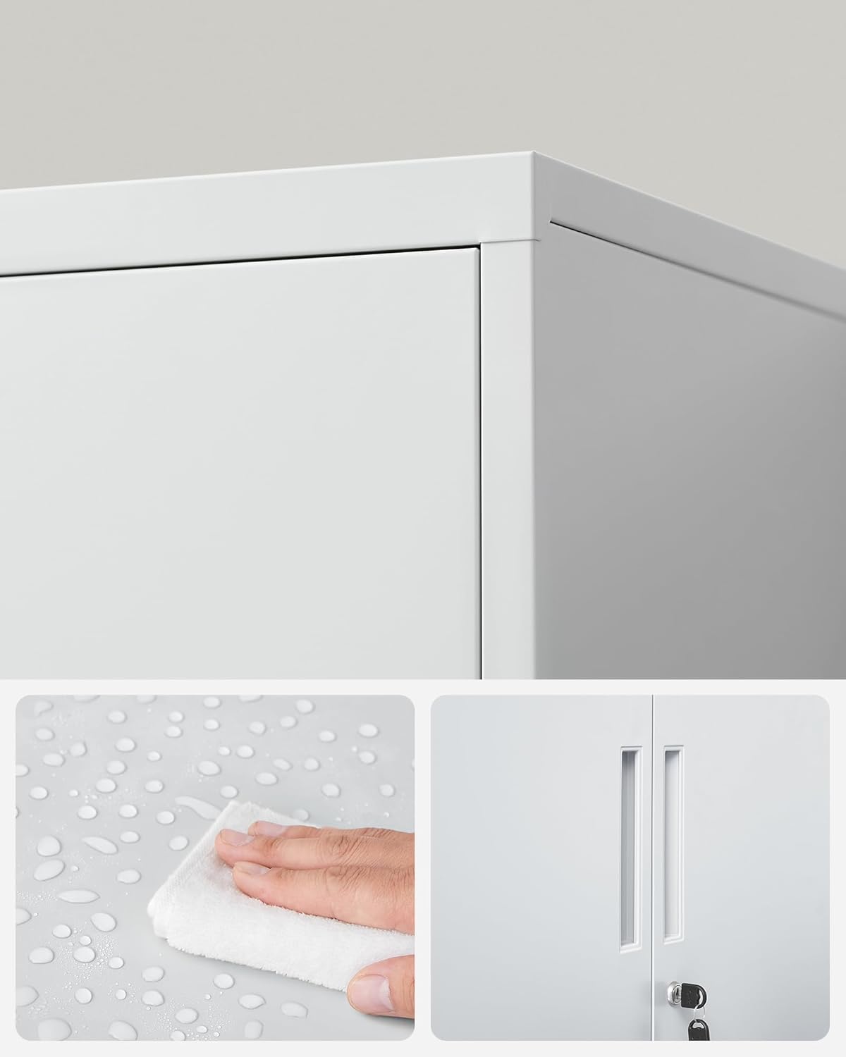 SONGMICS Dulap birou metalic cu 2 usi si sistem de inchidere, multifunctional cu rafturi reglabile, 40x80x90 cm, gri