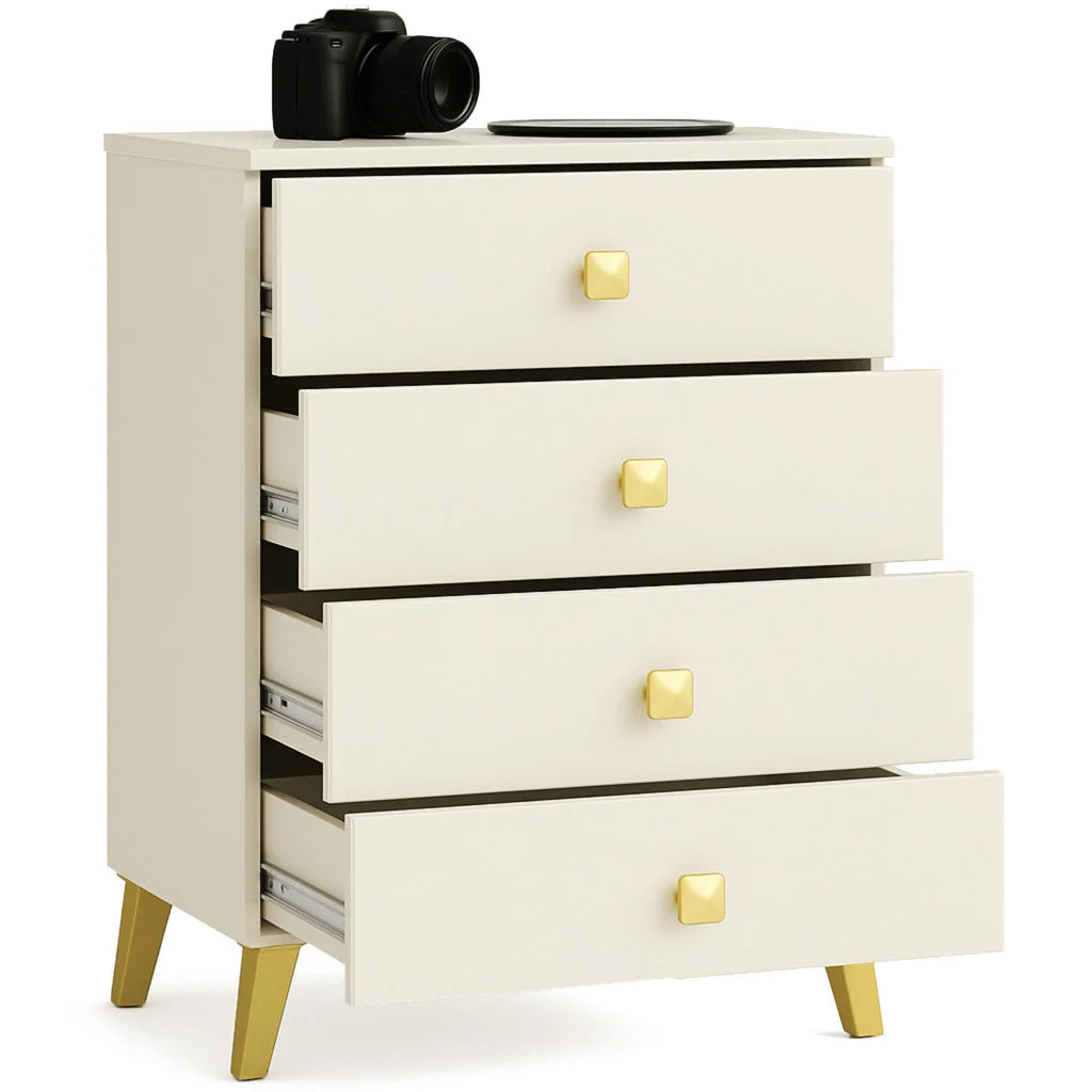 Comoda MOBI K-04, 4 sertare, 60x37x73 cm, casmir cu detalii aurii
