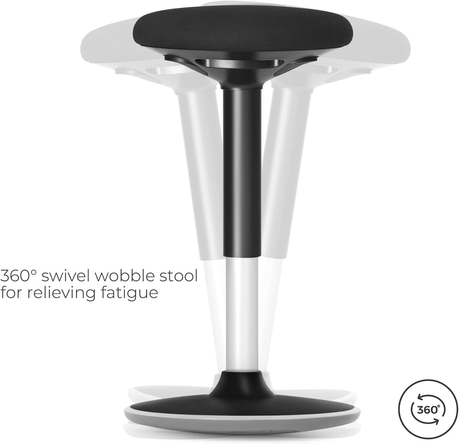SONGMICS Taburet birou ergonomic, inclinare multidirectionala, rotativ 360°, reglabil pe inaltime 56-81 cm, negru