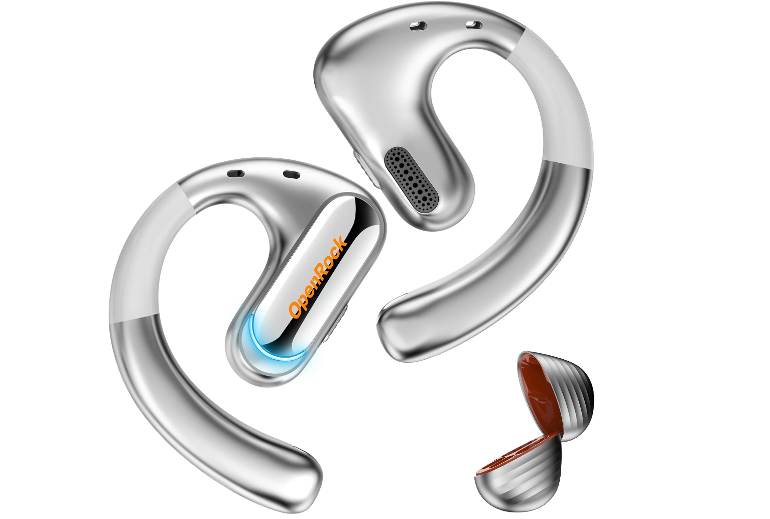 Casca OneOdio wireless, tip butoni - TWS, utilizare smartphone, conectare prin Bluetooth 5.2, difuzor 16.2 mm, argintiu, "OpenRock-Pro-Silver" (timbru verde 0.18lei)