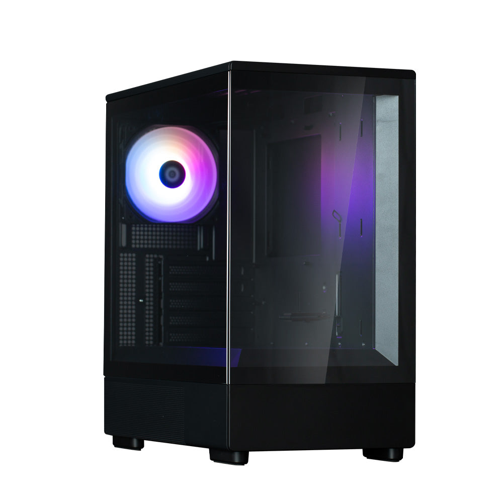 CARCASA Zalman "P10", mini tower, gaming, fara sursa, suporta 7xfan, 1xfan inclus, USB 3.1 gen1 x 1, USB Type-C, audio+mic, 5 sloturi expansiune, negru, "P10 Black"
