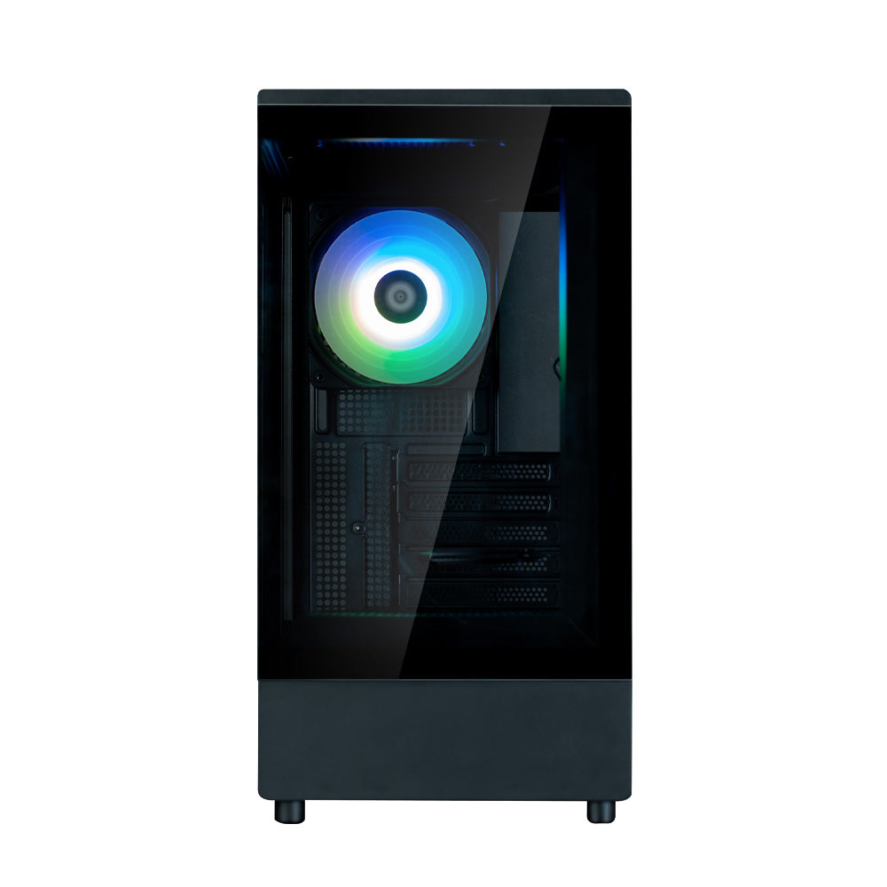 CARCASA Zalman "P10", mini tower, gaming, fara sursa, suporta 7xfan, 1xfan inclus, USB 3.1 gen1 x 1, USB Type-C, audio+mic, 5 sloturi expansiune, negru, "P10 Black"