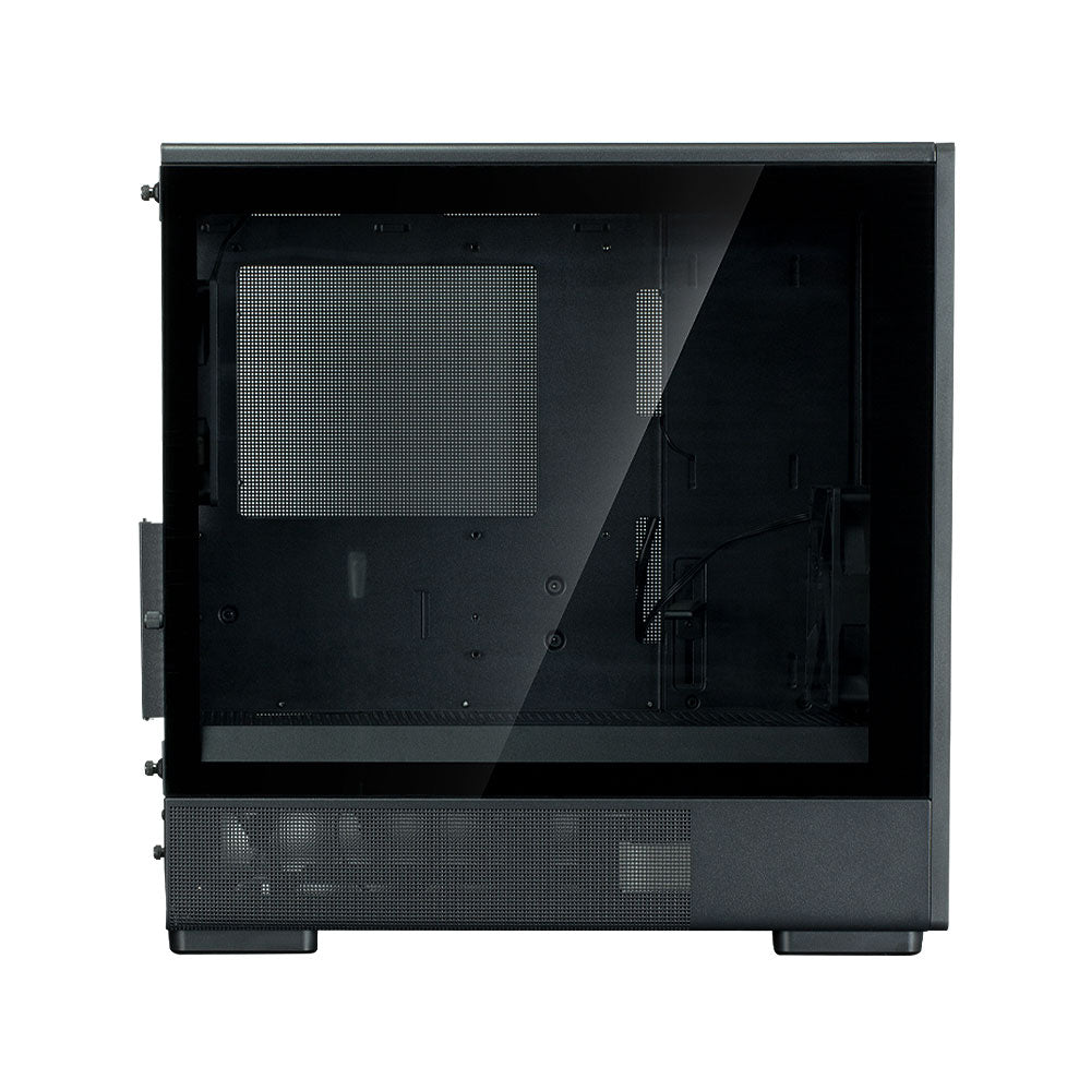 CARCASA Zalman "P10 NAMU", mini tower, gaming, fara sursa, suporta 7xfan, 3xfan inclus, PSU shroud, display 9.1inch, USB Type-C x 1, USB 3.1 gen1, audio+mic, 5 sloturi expansiune, negru, "P10 NAMU Black"