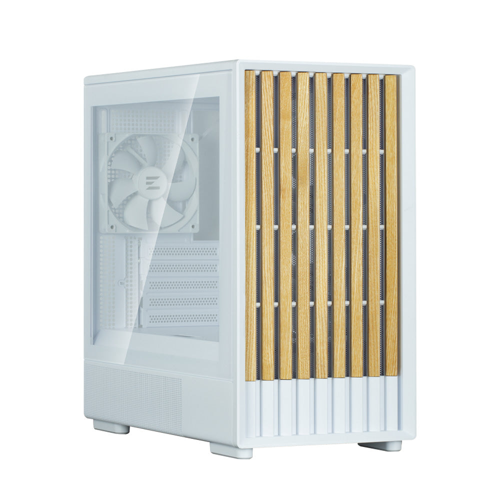 CARCASA Zalman "P10 NAMU", mini tower, gaming, fara sursa, suporta 7xfan, 3xfan inclus, PSU shroud, display 9.1inch, USB Type-C x 1, USB 3.1 gen1, audio+mic, 5 sloturi expansiune, alb, "P10 NAMU White"