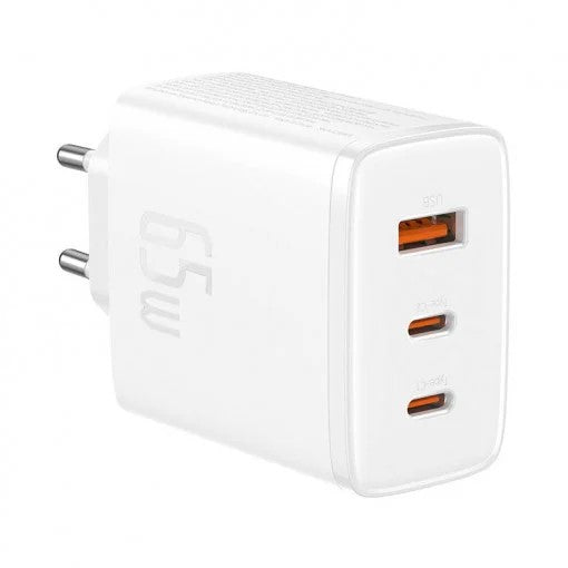 INCARCATOR RETEA Baseus Cube Pro, Quick Charge 65W, 2 x USB Type-C Output 5V/3A, 1 x USB, alb "P10152301213-00" - 6932172641481