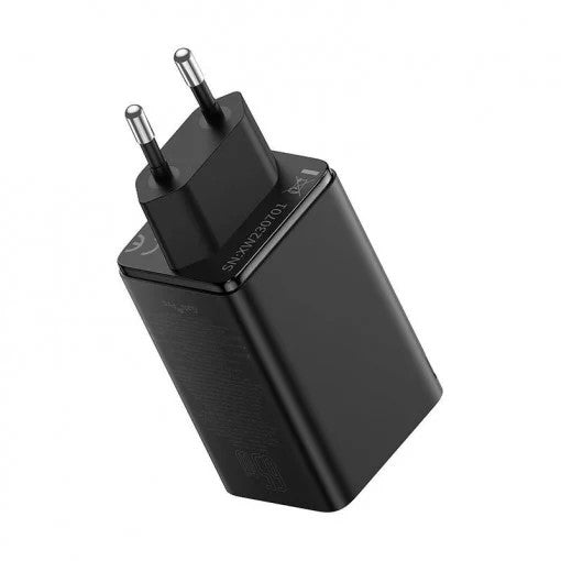 INCARCATOR RETEA Baseus GaN6 Pro, Quick Charge 65W, 2 x USB Type-C Output 5V/3A,2 x USB (include cablu USB Type-C la USB Type-C de 100W),negru "P10162701113-00" -6932172644444