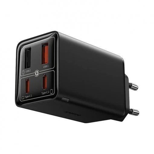 INCARCATOR RETEA Baseus GaN6 Pro, Quick Charge 65W, 2 x USB Type-C Output 5V/3A,2 x USB (include cablu USB Type-C la USB Type-C de 100W),negru "P10162701113-00" -6932172644444