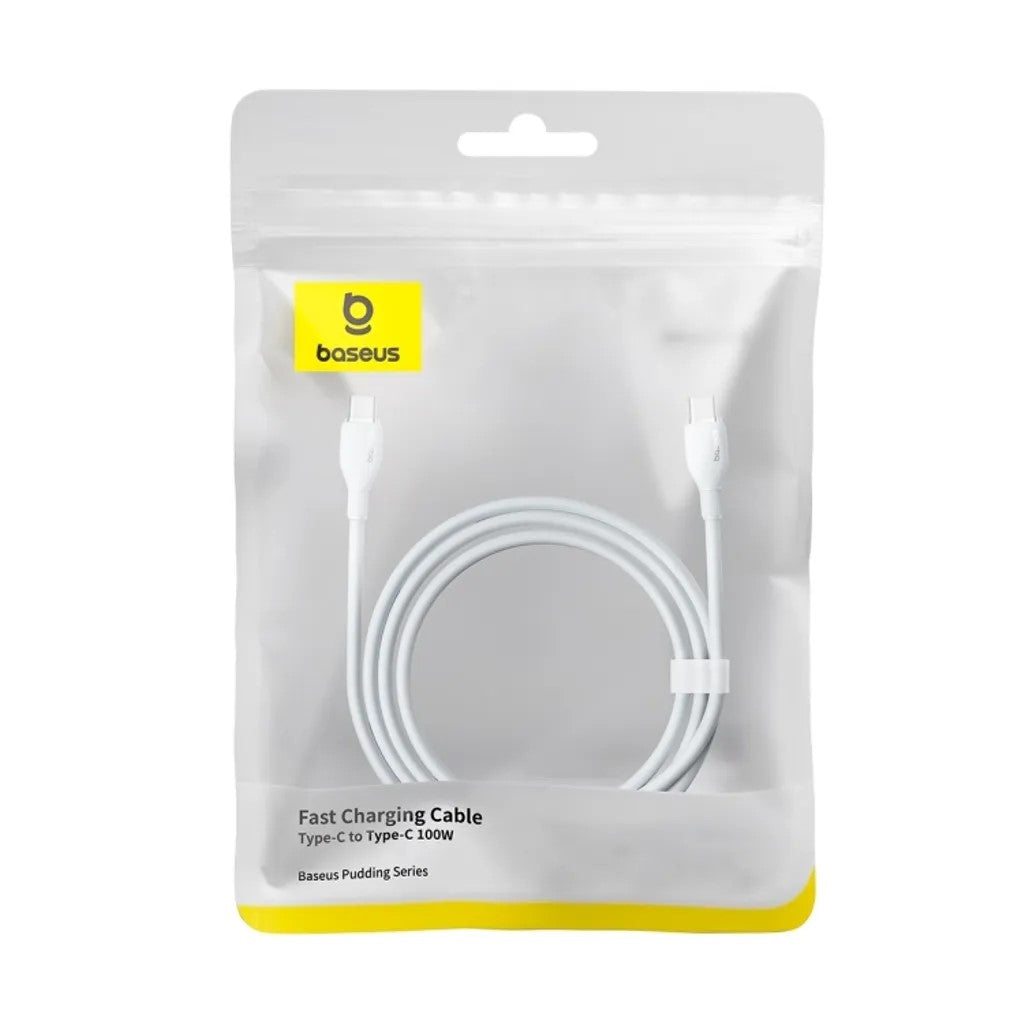 CABLU alimentare si date Baseus Pudding, Fast Charging Data Cable pt. smartphone, USB Type-C la USB Type-C 100W, 2m, alb "P10355702221-01" - 6932172634018