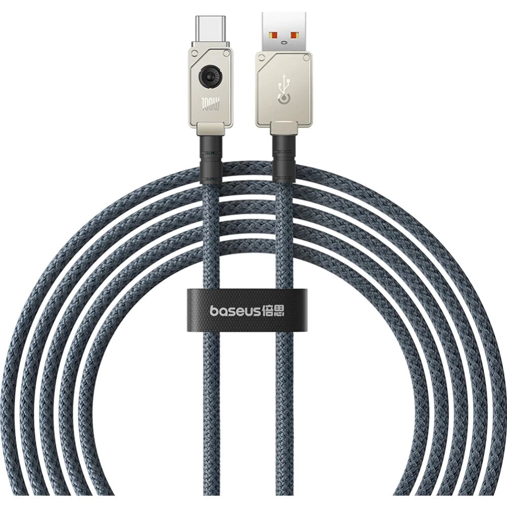 CABLU alimentare si date Baseus Unbreakable, Fast Charging Data Cable pt. smartphone, USB la USB Type-C 100W, 2m, braided aliaj zinc, alb "P10355801221-01" - 6932172633219