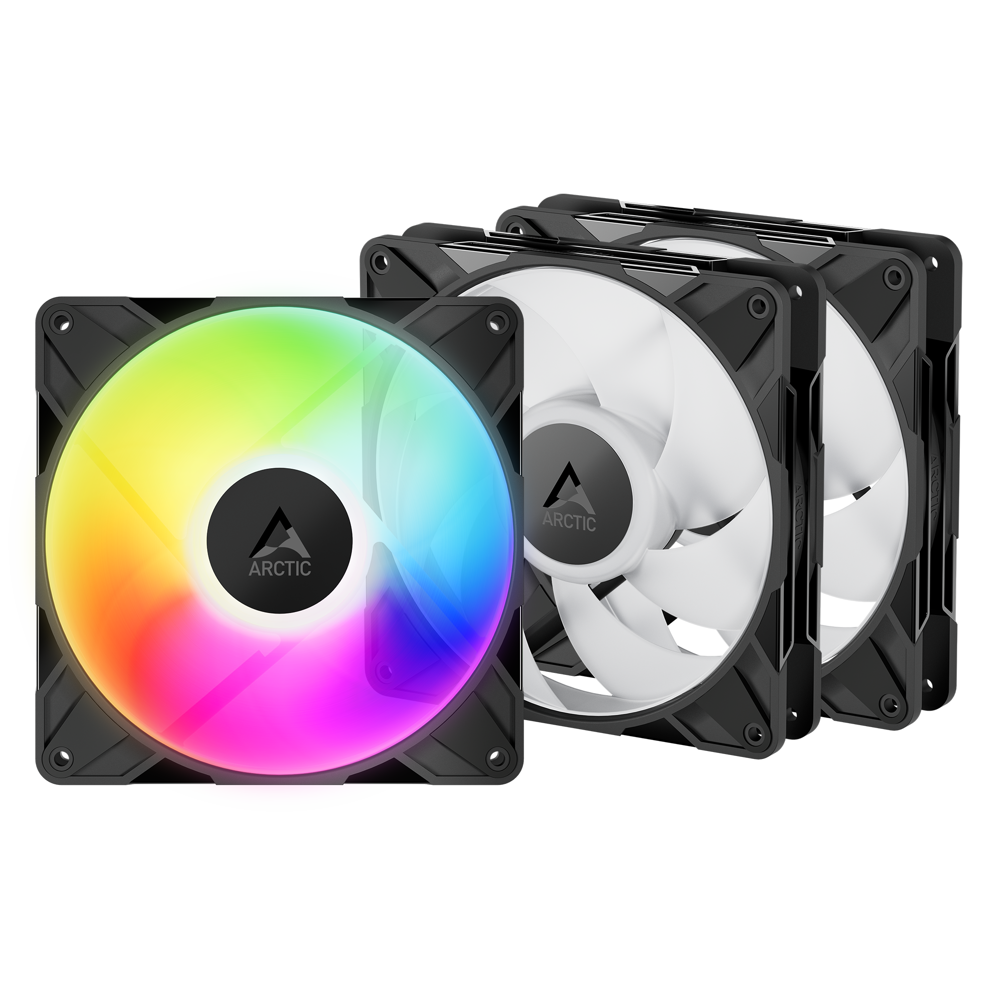 Set 3 ventilatoare Arctic "P14 Pro A-RGB - 3 Pack", 140mm, 600 - 3000 RPM, FDB, 110 cfm, 4-Pin Fan Plug + 4-Pin Socket, lungime cablu 400 mm + 80 mm Daisy-Chain, negru, "ACFAN00320A" - 4895265000447