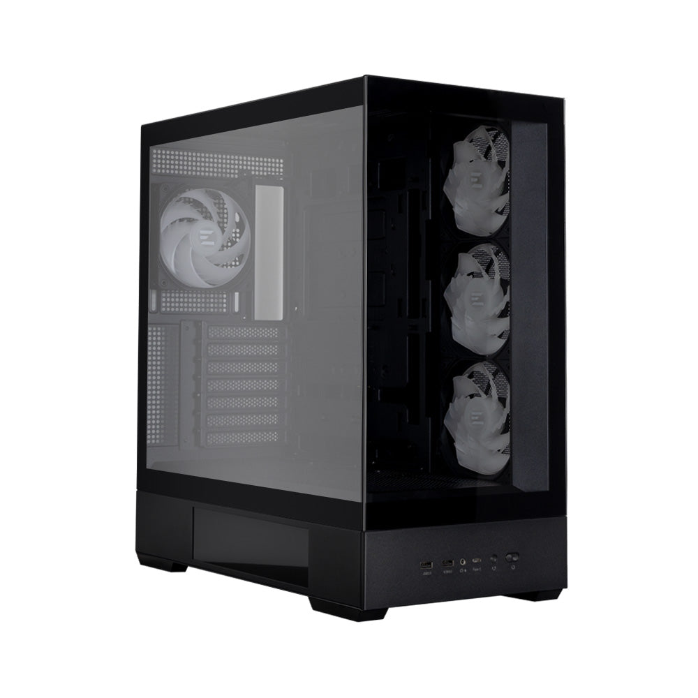 CARCASA Zalman "P40 DS", middle tower, gaming, fara sursa, suporta 10xfan, 4xfan inclus, PSU shroud, display 9.1inch, USB Type-C x 1, USB 3.1 gen1 x 2, audio+mic, , negru, "P40 DS Black"